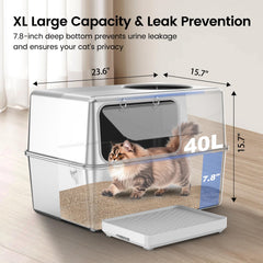 Aothey enclosed metal litter box front view highlights privacy and dog-proof design.