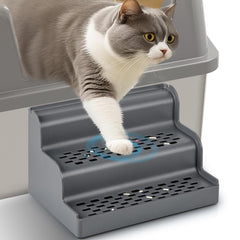 Aothey Litter Box Step dual-design with two steps helps older and small cats access the litter box.