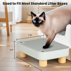 Aothey Litter Box Step mesh catcher traps loose litter for cleaner floors.