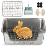 Aothey Rabbit Litter Box showing the 304 Sifting Grid for rust resistant, easy maintenance