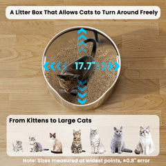 Aothey stainless steel litter box round 12-inch-high-wall demonstrates strong containment and mess reduction