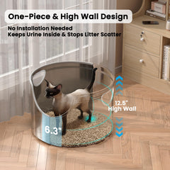 Aothey stainless steel litter box round interior space emphasizes roomy area for large cats