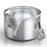 Aothey stainless steel litter box round top view shows durable construction for long-lasting use