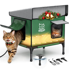 Apasiri heated cat house front view showing weatherproof outdoor shelter for outdoor cats