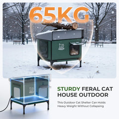 Apasiri heated cat house with heated pad close-up for steady warmth