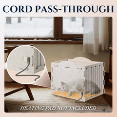 Apasiri hidden cable hole image shows easy heater pad compatibility for chilly days