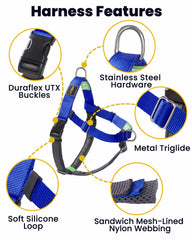 APDEXY Freedom No Pull Harness back clip blue XXL enhances visibility and comfort