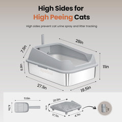 Apetkid XXXL stainless steel litter box in a multi-cat living room scenario.