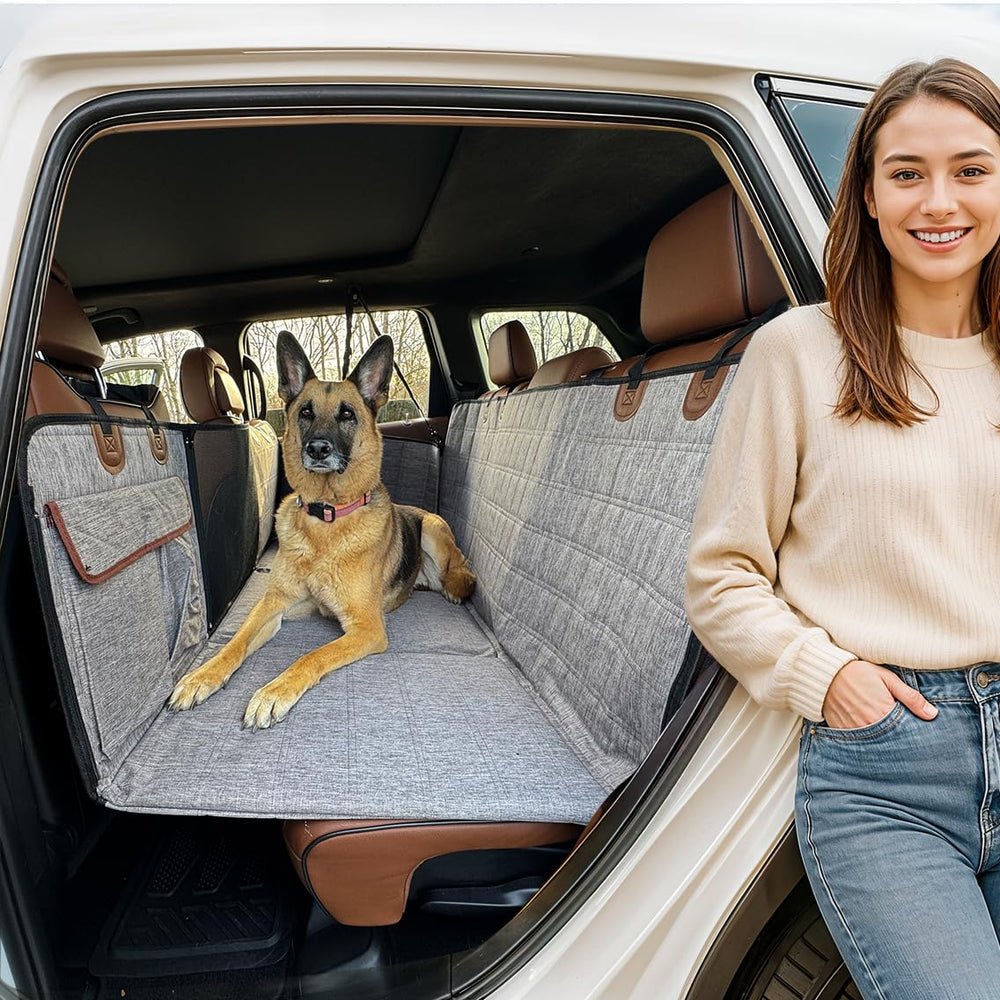 APetsPlanet dog car seat cover back seat extender provides extra space for comfort on drives.