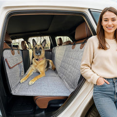 APetsPlanet dog car seat cover back seat extender provides extra space for comfort on drives.