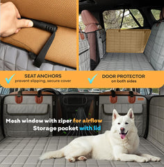 APetsPlanet dog seat cover mesh window promotes airflow for calmer rides.