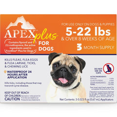 Apex Plus small-dog flea-tick application showing easy topical treatment for 5-22 lbs.