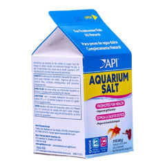 API Aquarium Salt box top view highlights all-natural sea-salt composition for gentle care.