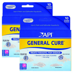 API General Cure powder packaging; convenient aquarium disease treatment.