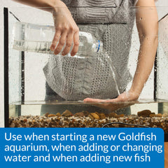 API Goldfish Aquarium Cleaner being added to water supports healthier tank maintenance.
