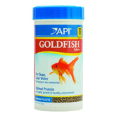 API Goldfish Pellets 7-Ounce Container close-up showing nutritious sinking pellets for goldfish.