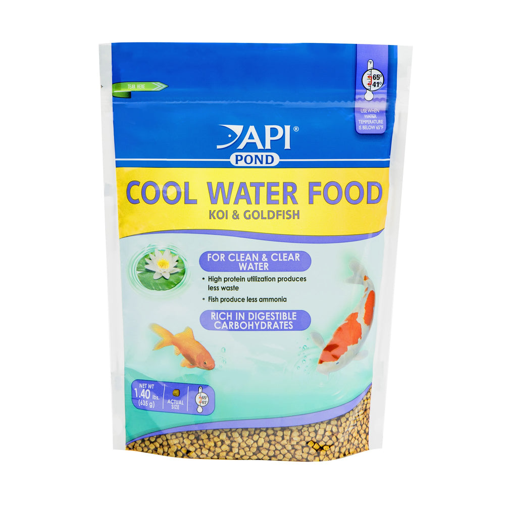 API POND Cool Water Food bag shows 1.4 lb packaging for cool-water ponds