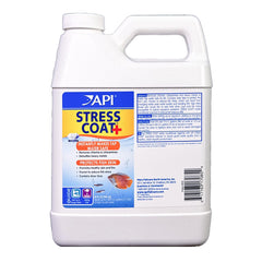 API Stress Coat bottle front for safe water conditioning and fish protection.