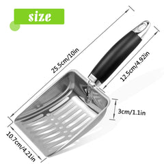 Apidgrowth cat litter scoop with rubber-wrapped handle provides comfortable grip.