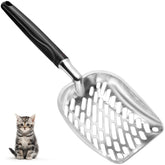 Apidgrowth cat litter scoop top view in black shows compact, durable design for easy scooping.