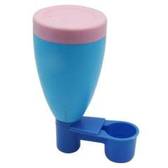 APlayfulBee bird waterer in cage blue for spill-free hydration.