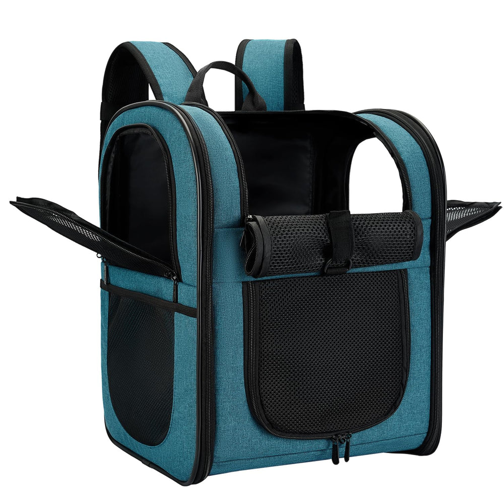 Apollo Walker carrier backpack front view shows secure mesh for calm pet transport