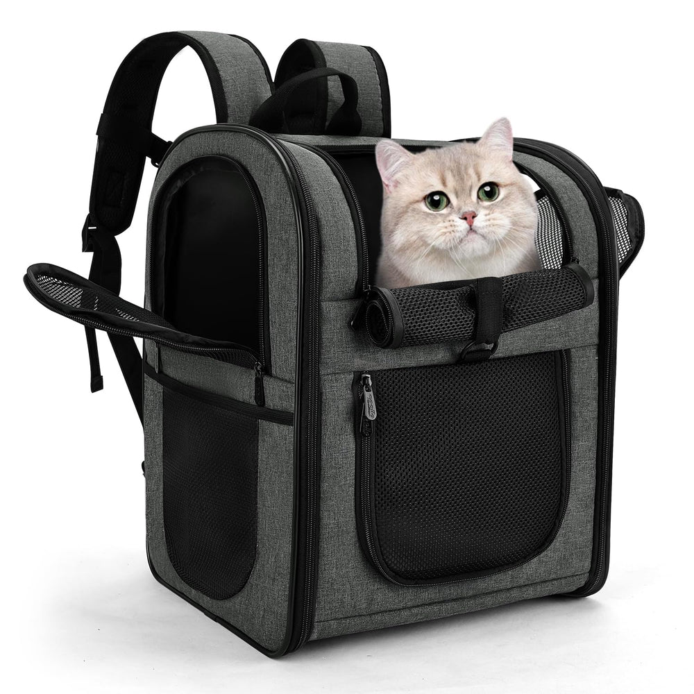 Apollo Walker Pet Carrier Backpack close-up shows secure design for travel and anxious pets.