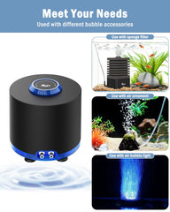 AQQA Aquarium Air Pump stainless steel case emphasizes durability and seawater compatibility
