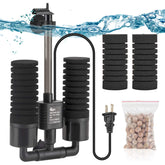 AQQA aquarium electric power filter front view showing compact, efficient filtration.