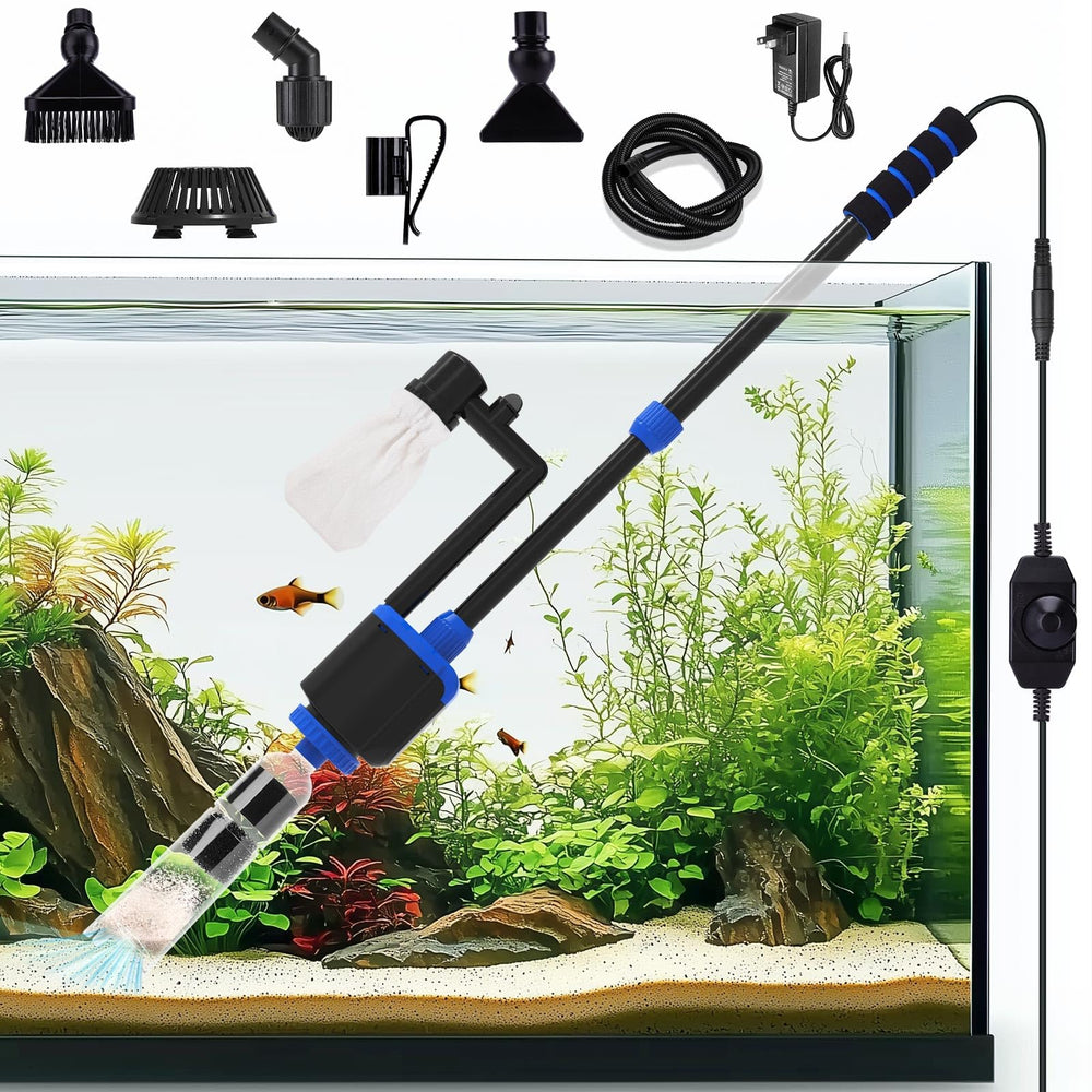 AQQA DC 36W vacuum attachments clean gravel and reduce debris.