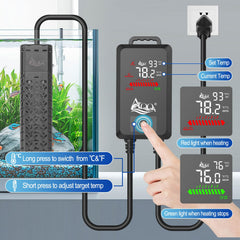 AQQA fish tank heater submerged installation highlights its unobtrusive submersible design.