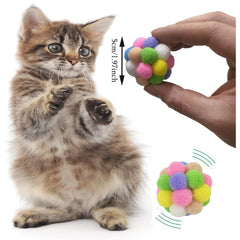 AQSXO colorful soft fuzzy cat-ball highlights tactile fun and safe chewing.