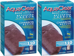 AquaClear Fluval 110 activated carbon media cartridge improving water clarity and odor control.