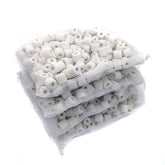 Aquafa ceramic rings closeup showing porous bio filter media for ponds and tanks