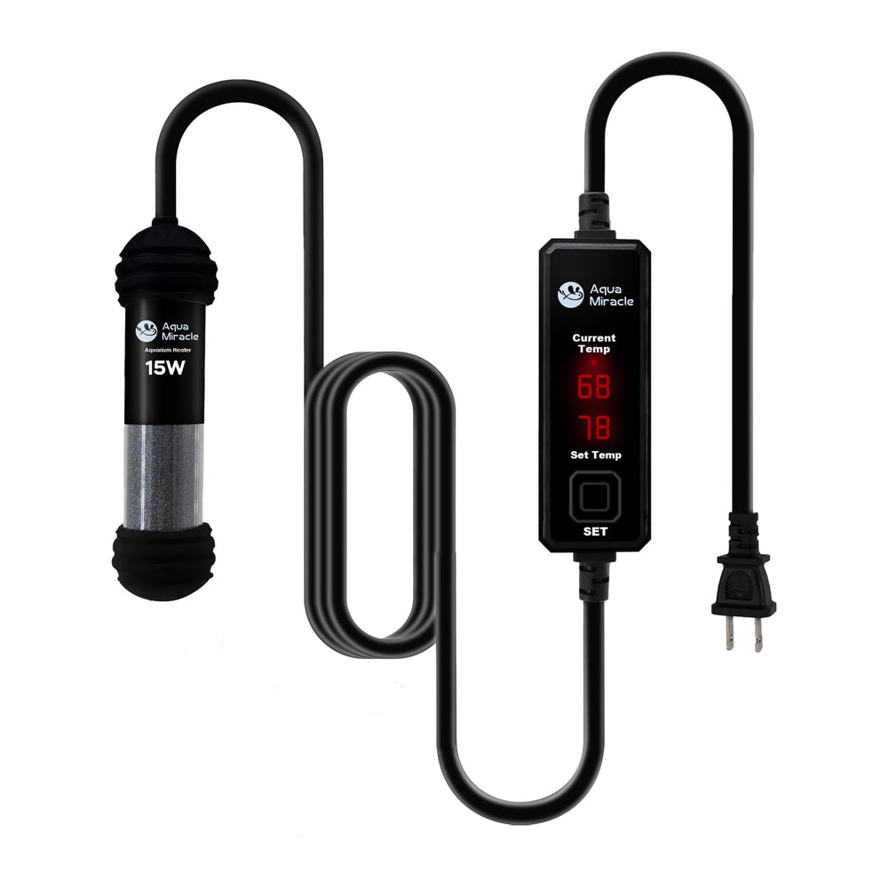 AquaMiracle Upgraded 15W mini heater front view showing space-saving design