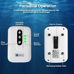 Aquamiracle USB rechargeable aquarium aerator supports easy charging with wall charger or power bank.