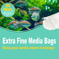 AQUANEAT 100-micron mesh bag captures extra-fine media for cleaner filtration.