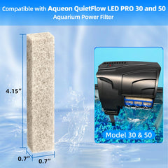 AQUANEAT ammonia reducer pads in-filter showing compatibility with QuietFlow