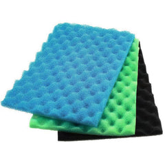 AQUANEAT aquarium bio sponge coarse blue demonstrates debris capture for mechanical filtration.