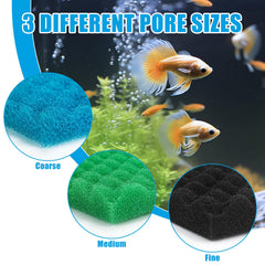 AQUANEAT aquarium bio sponge medium green highlights increased surface area for bio-filtration.