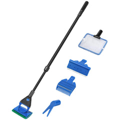AQUANEAT telescopic handle extended for deep-tank reach and easier cleaning.
