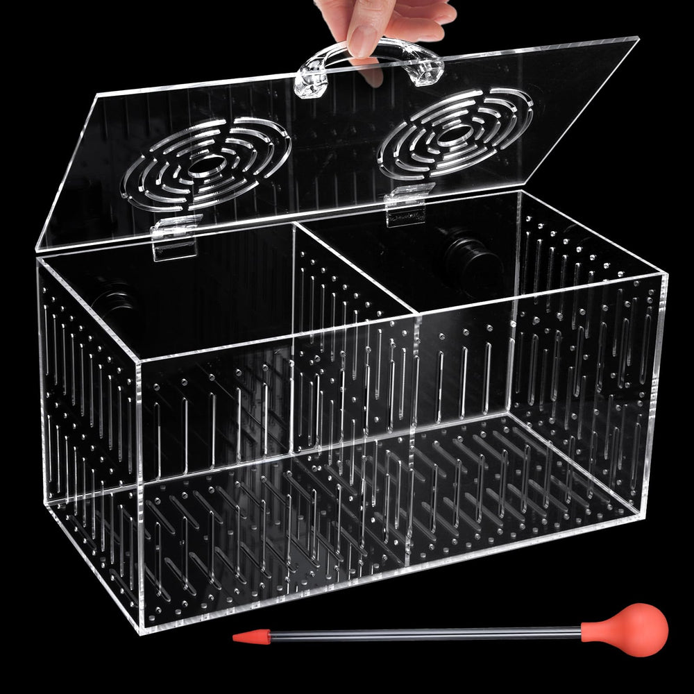 Aquarium Choice magnet acclimation box front view showing secure mounting for quarantine setups.