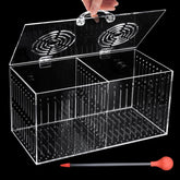 Aquarium Choice magnet acclimation box front view showing secure mounting for quarantine setups.