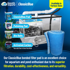 Aquatic Experts blue-pigmented polyester fibers provide durable filtration and color retention