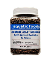 Alimento Aquatic Foods Inc para axolote, pellets 3/16 suaves y hundidos, ideal para consumo en el fondo.