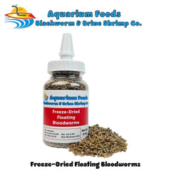 Aquatic Foods Inc. bloodworms floating feeding closeup for surface feeders.