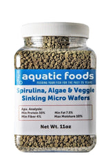 Aquatic Foods Inc wafers 3-5mm close-up show sinking nutrition for bottom-feeding fish.