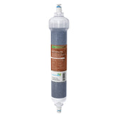 Aquatic Life DI color-changing resin cartridge shown in clear housing for aquarium purification