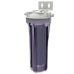 Aquatic Life DI resin canister front view with blue resin ready for hydroponic filtration