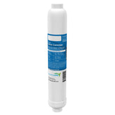 AquaticLife inline carbon block filter cartridge reduces chlorine before RO filtration for clearer aquarium water.